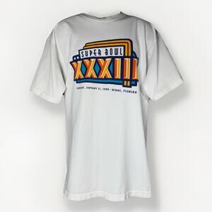 VINTAGE 33rd Superbowl XXXIII Denver Broncos Atlanta Falcons T-shirt Mens XL ‘99